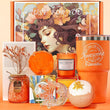 Load image into Gallery viewer, A Unique Gifts Packed with Love and Care: The gift box includes 7 delightful items: a 20-oz tumbler with a stainless steel straw for her daily hydration, an orange blossom-scented candle to create a calming ambiance, luxurious orange blossom bath salts, a fragrant floral bath bomb, a floral-scented soap, a elegant glass crown jewelry storage box, and a heartfelt card with dried flowers to express your love and appreciation.