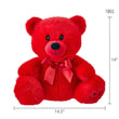 Load image into Gallery viewer, Red teddy bear with a bow tie and measurements on a white background
